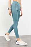 Mint Yeşili Yüksek Bel Streç Slim Fit Dar Paça Kadın Tayt - 94545 | XL
