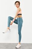 Mint Yeşili Yüksek Bel Streç Slim Fit Dar Paça Kadın Tayt - 94545 | XL