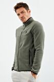 Çağla Yazı Nakışlı Dik Yaka Fermuarlı Standart Kalıp Erkek Sweatshirt Polar - 87992 | S