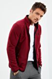 Erguvan Yazı Nakışlı Dik Yaka Fermuarlı Standart Kalıp Erkek Sweatshirt Polar - 87992 | XXL