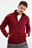 Erguvan Yazı Nakışlı Dik Yaka Fermuarlı Standart Kalıp Erkek Sweatshirt Polar - 87992 | XXL