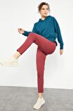 Zümrüt Beli Büzgülü Kapüşonlu Kadın Oversize Sweatshirt - 97159 | XS