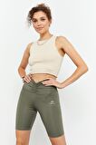 Çağla Büzgü Detaylı Yüksek Bel Toparlayıcı Kısa Kadın Biker Tayt - 91008 | S