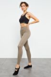 Camel Yüksek Bel Streç Slim Fit Dar Paça Kadın Tayt - 94545 | M