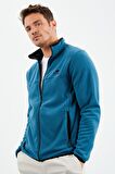 Zümrüt Yazı Nakışlı Dik Yaka Fermuarlı Standart Kalıp Erkek Sweatshirt Polar - 87992 | S