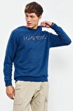 İndigo Yazı Nakışlı O Yaka Rahat Form Erkek Sweatshirt - 88020 | M