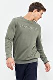 Çağla Yazı Nakışlı O Yaka Rahat Form Erkek Sweatshirt - 88020 | S