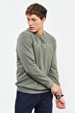 Çağla Yazı Nakışlı O Yaka Rahat Form Erkek Sweatshirt - 88020 | S