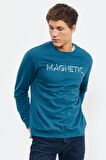 Zümrüt Yazı Nakışlı O Yaka Rahat Form Erkek Sweatshirt - 88020 | S