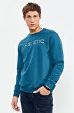 Zümrüt Yazı Nakışlı O Yaka Rahat Form Erkek Sweatshirt - 88020 | XXL