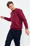 Erguvan Yazı Nakışlı O Yaka Rahat Form Erkek Sweatshirt - 88020 | S