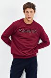 Erguvan Yazı Nakışlı O Yaka Rahat Form Erkek Sweatshirt - 88020 | S
