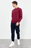 Erguvan Yazı Nakışlı O Yaka Rahat Form Erkek Sweatshirt - 88020 | S