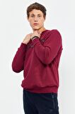 Erguvan Yazı Nakışlı O Yaka Rahat Form Erkek Sweatshirt - 88020 | S