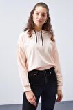 Somon Uzun Kol Rahat Form Kapüşonlu Kadın Sweatshirt - 97115 | XL