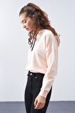 Somon Uzun Kol Rahat Form Kapüşonlu Kadın Sweatshirt - 97115 | XL