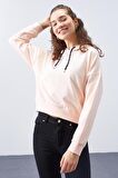 Somon Uzun Kol Rahat Form Kapüşonlu Kadın Sweatshirt - 97115 | XL