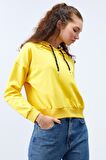 Sarı Uzun Kol Rahat Form Kapüşonlu Kadın Sweatshirt - 97115 | XXL