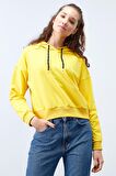 Sarı Uzun Kol Rahat Form Kapüşonlu Kadın Sweatshirt - 97115 | XXL