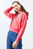 Fuşya Uzun Kol Rahat Form Kapüşonlu Kadın Sweatshirt - 97115 | S