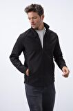 Siyah Fermuarlı Dik Yaka Su ve Rüzgar Geçirmez Softshell Erkek Mont - 88050 | XXL