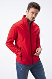 Kırmızı Fermuarlı Dik Yaka Su ve Rüzgar Geçirmez Softshell Erkek Mont - 88050 | M