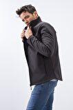 Antrasit Fermuarlı Dik Yaka Su ve Rüzgar Geçirmez Softshell Erkek Mont - 88050 | M