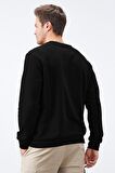 Siyah Basic O Yaka Rahat Form Erkek Sweatshirt - 88053 | XXL
