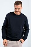 Lacivert Basic O Yaka Rahat Form Erkek Sweatshirt - 88053 | XL