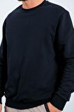 Lacivert Basic O Yaka Rahat Form Erkek Sweatshirt - 88053 | XL
