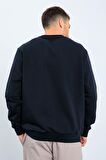 Lacivert Basic O Yaka Rahat Form Erkek Sweatshirt - 88053 | XL