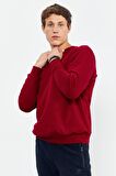 Kırmızı Basic O Yaka Rahat Form Erkek Sweatshirt - 88053 | XL