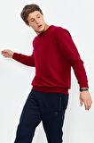 Kırmızı Basic O Yaka Rahat Form Erkek Sweatshirt - 88053 | XL
