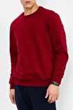 Kırmızı Basic O Yaka Rahat Form Erkek Sweatshirt - 88053 | XL
