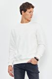 Ekru Basic O Yaka Rahat Form Erkek Sweatshirt - 88053 | L