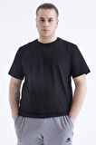 Siyah Basic Kısa Kol O Yaka Erkek Büyük Beden T-Shirt - 88072 | 5XL