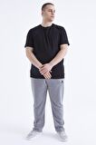 Siyah Basic Kısa Kol O Yaka Erkek Büyük Beden T-Shirt - 88072 | 5XL