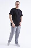 Siyah Basic Kısa Kol O Yaka Erkek Büyük Beden T-Shirt - 88072 | 5XL