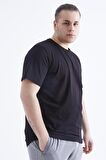 Siyah Basic Kısa Kol O Yaka Erkek Büyük Beden T-Shirt - 88072 | 5XL