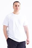 Beyaz Basic Kısa Kol O Yaka Erkek Büyük Beden T-Shirt - 88072 | 6XL