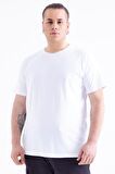 Beyaz Basic Kısa Kol O Yaka Erkek Büyük Beden T-Shirt - 88072 | 6XL