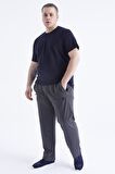Lacivert Basic Kısa Kol O Yaka Erkek Büyük Beden T-Shirt - 88072 | 5XL