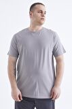 Gri Basic Kısa Kol O Yaka Erkek Büyük Beden T-Shirt - 88072 | 3XL