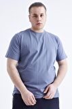 Petrol Basic Kısa Kol O Yaka Erkek Büyük Beden T-Shirt - 88072 | 5XL
