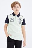 Açık Yeşil Nakış Detaylı Kısa Kollu Polo Yaka Erkek Çocuk T-Shirt  - 10906 | 3-4 Yaş