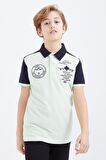 Açık Yeşil Nakış Detaylı Kısa Kollu Polo Yaka Erkek Çocuk T-Shirt  - 10906 | 3-4 Yaş