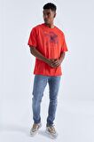 Fiesta Baskı Detaylı O Yaka Erkek Oversize T-Shirt  - 88093 | S