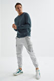 Orman Yeşili Basic O Yaka Rahat Form Erkek Sweatshirt - 88053 | XXL