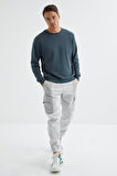 Orman Yeşili Basic O Yaka Rahat Form Erkek Sweatshirt - 88053 | XXL