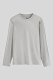 Gri Melanj Standart Fit Basic O Yaka Uzun Kollu İnce Erkek T-Shirt - 87997